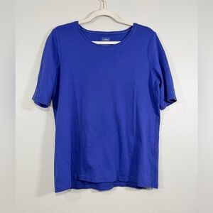 L.L. Bean Shirt T-Shirt Royal Blue Cotton Tee Basic Short Sleeve Women Large